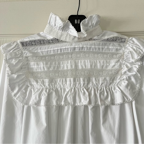 CELINE St Tropez Blouse with Broderie Anglaise - White - Size 34 - Picture 3 of 13